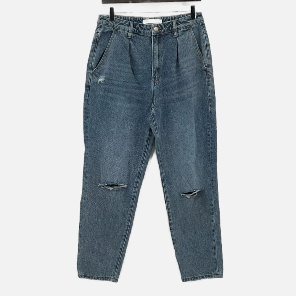 TNR High Rise Tapered Hem Cotton Distressed Jeans - Size 29